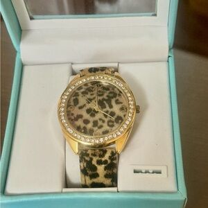 NWT Hudson Leopard Print Watch with Gold Accents